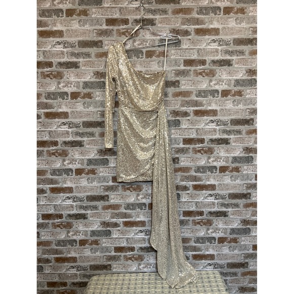 NWT! Windsor Sequin Mini‎ Dress One Shoulder Long Sleeve Party Cocktail XS - Picture 1 of 6